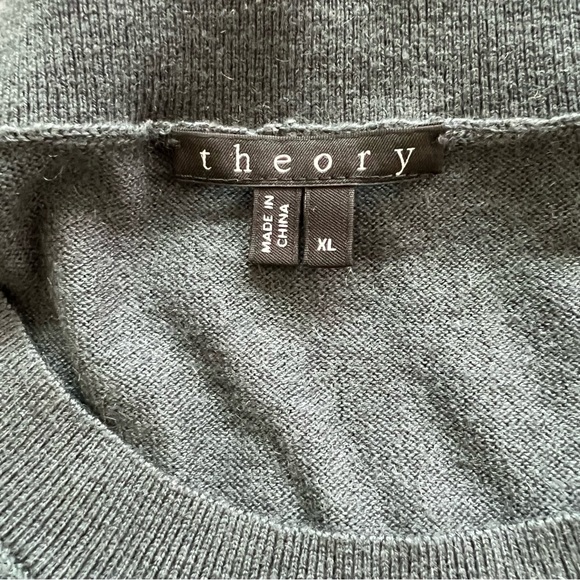 Theory Men’s Cashmere Cotton Blend Lightweight Sweater Teal Grey Size XL - Picture 2 of 6